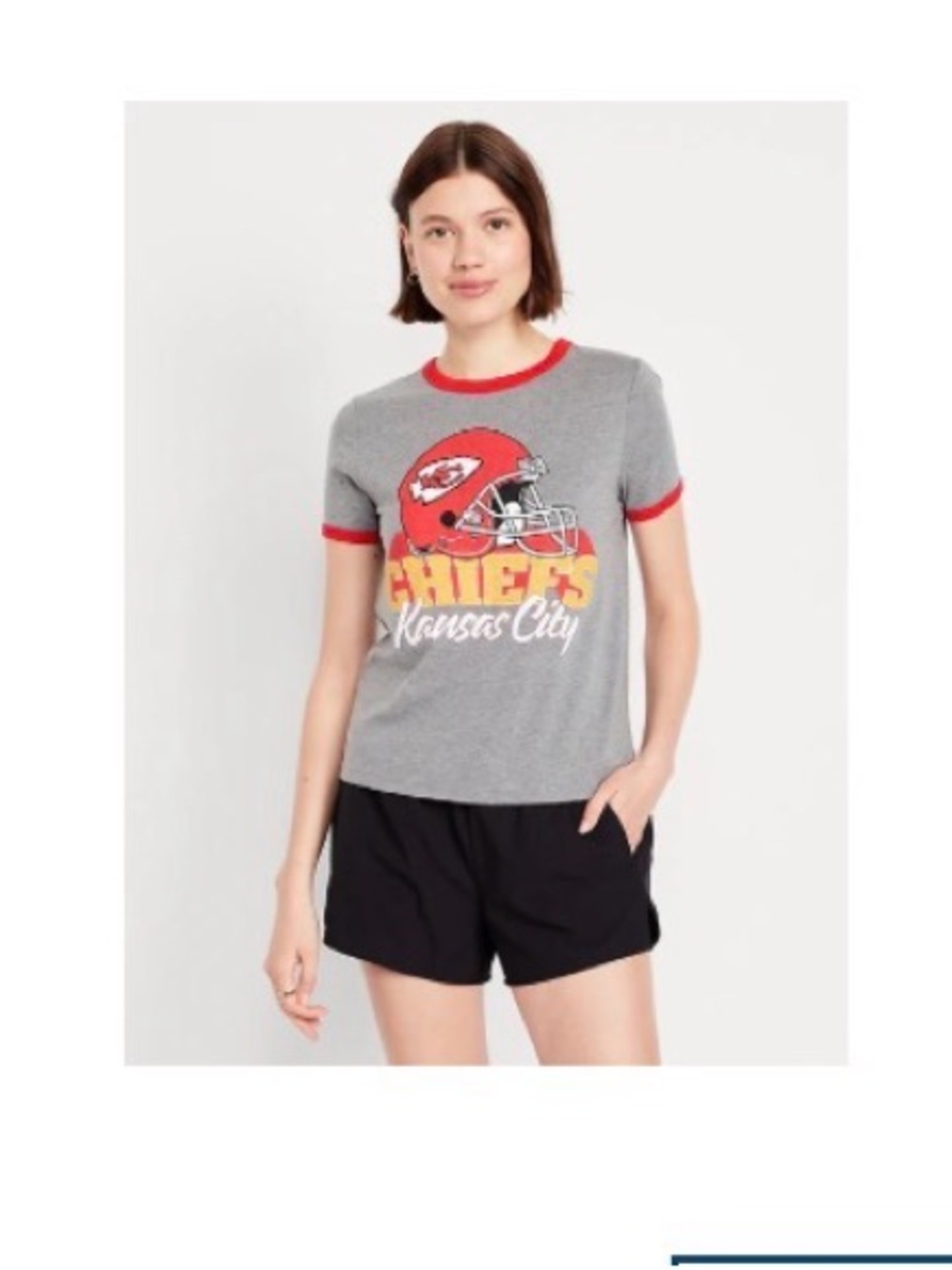 NWT NFL Team Apparel Kansas City Chiefs Grey Ringer Tee with Red Trim size small